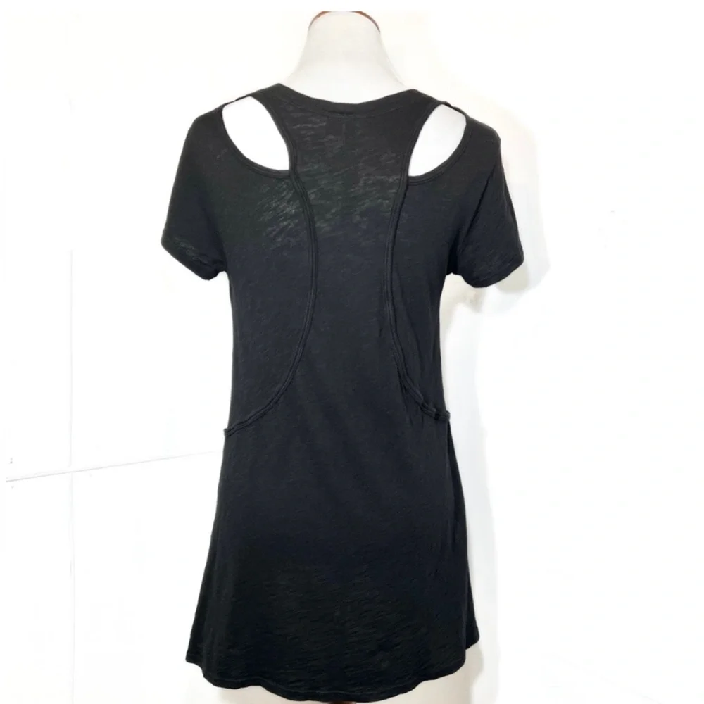 Left Of Center Anthropologie  Black Tee With Pockets - Picture 2 of 7